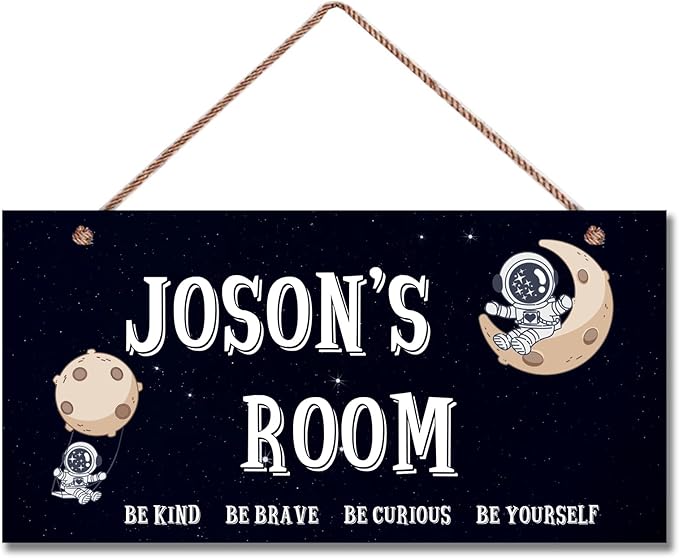 Personalized Astronaut Sign Custom Name Decoration Exquisite Decorative Signs for Kids Room Wall Art Decor Outer Space Themed Decor Nursery Decor For Boys Room