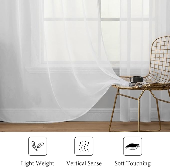 MIULEE 2 Panels White Sheer Curtains - Image 5