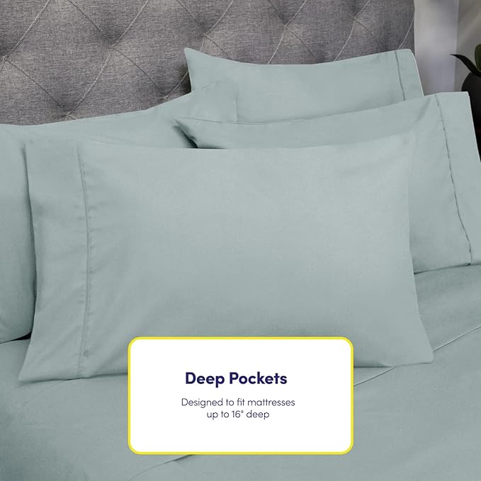 Sweet Home Collection 6 Piece Bed Sheet Set, Twin XL, Slate