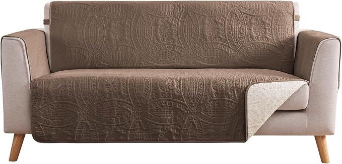 Toffee Loveseat Covers 2 Cushion Couch, Water-Repellent Sofa Cover by Pamhaven
