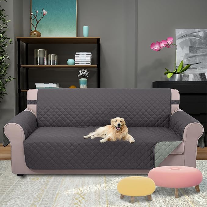 U-NICE HOME Large Sofa Cover Reversible Couch Cover, Dark Grey/Light Grey | - Image 2