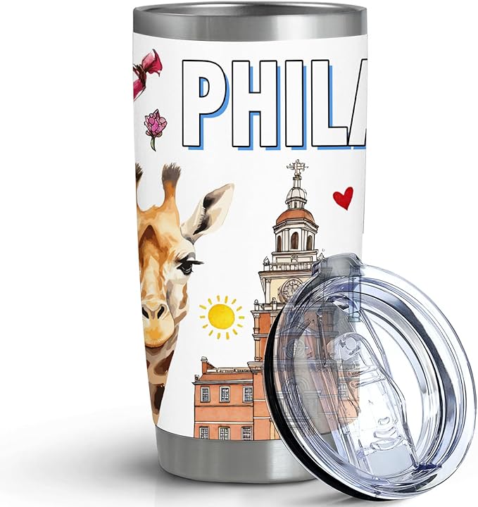 City Travel Mug for City Lover,20oz Double Wall Tumbler Vacuum Insulated Stainless Steel Coffee Cups (Philadelphia)