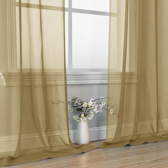 Gold Sheer Curtains 63 Inches Long 2 Panels - Image 6