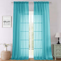 Turquoise Sheer Curtains 120 Inches Long 2 Pcs, Light Filtering Rod Pockets by Lecloud