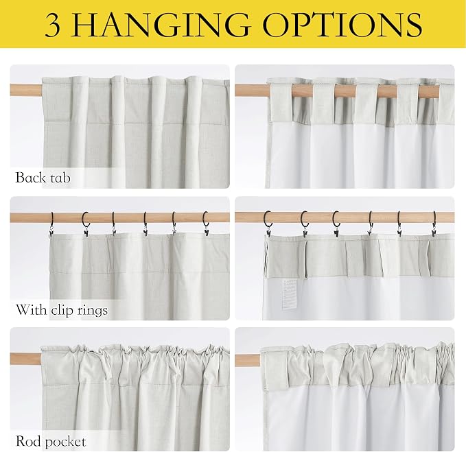 NICETOWN 100% Blackout Linen Curtains - Image 6
