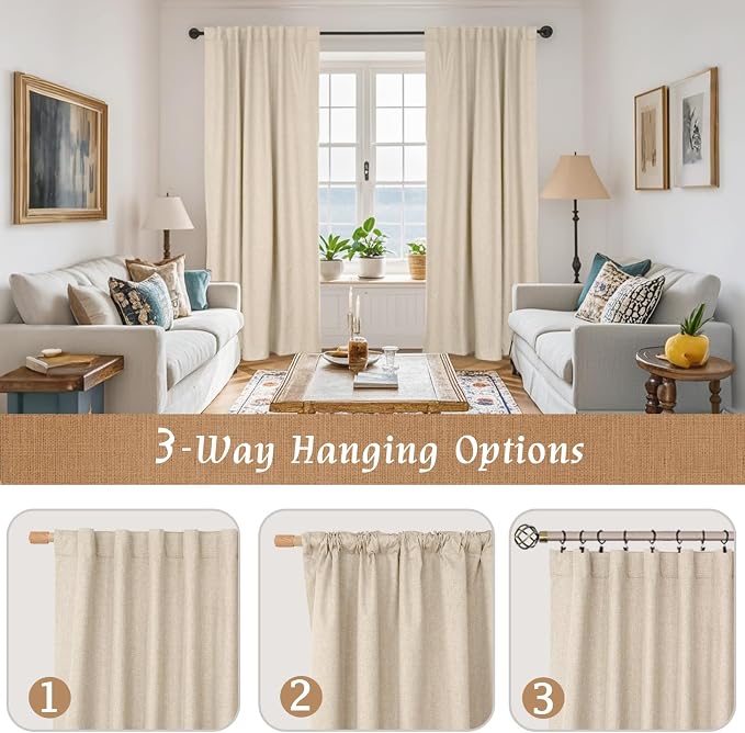 100% Blackout Linen Window Curtains - Image 9