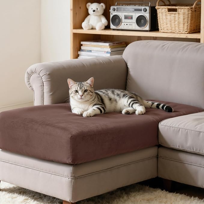 Hokway Velvet Couch Cushion Covers Chaise Cover Water Resistant Seat Covers - Image 5