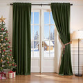Lazzzy Velvet Blackout Curtains Thermal Insulated Room Window Drapes Super Soft Luxury Curtains for Living Room Bedroom Rod Pocket 2 Panels, Moss, 52" W x 84" L