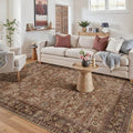 5x7 Brick Red Vintage Floral Washable Area Rug by HUGEAR