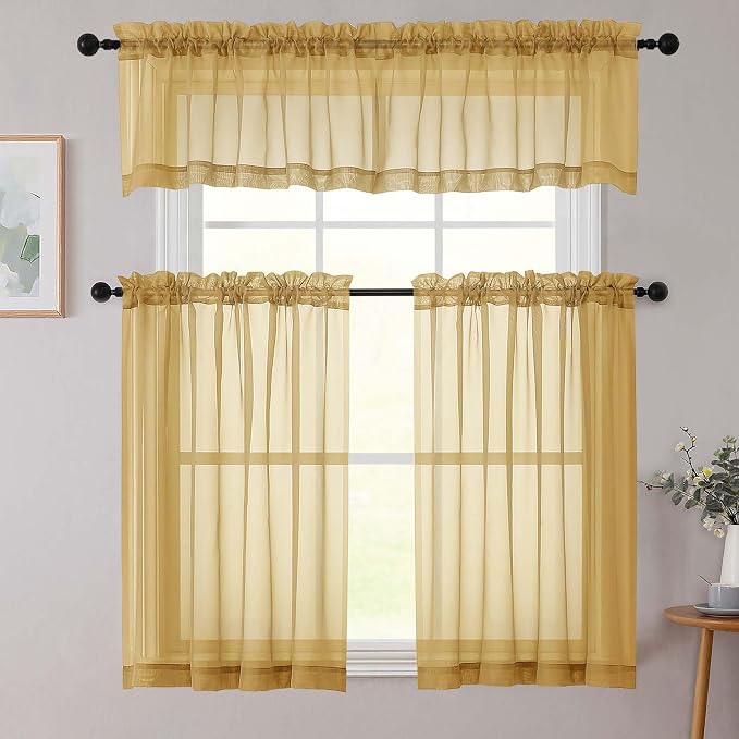 Chyhomenyc Gold Sheer Valances for Windows - Image 2