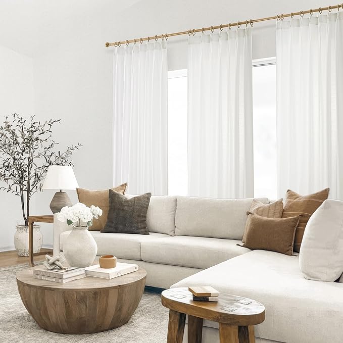 Topfinel 105 Inches Long Pinch Pleated Semi Sheer Curtains - Image 6