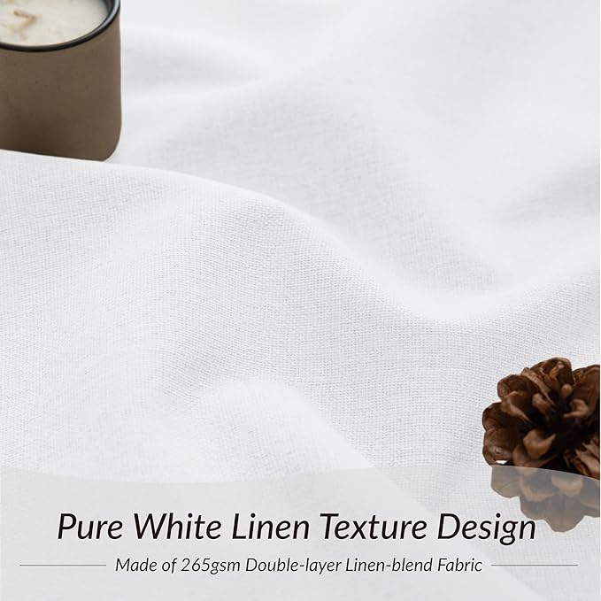 KangBang Pinch Pleated White Curtains Blackout 102 Inches Long-Pinch Pleat Linen Drapes 2 Panels Set for Living Room Dining with Hooks, Soft Elegant Window Treatments with Hooks,40Wx102L, Pure White