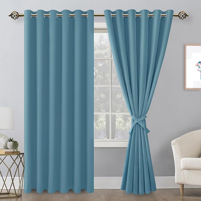 Blackout Curtains for Bedroom, Stone Blue, 70 x 84 Inch, 2 Panels | Thermal - Image 8