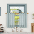 Greyish Blue Linen Short Curtains 30 Inch Length by LAMIT