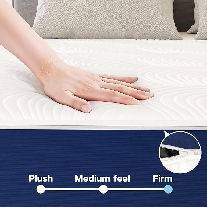 Swbvs Firm Queen Mattress, 10 Inch Cooling Memory Foam Queen Size Mattress with Removable Zippered Cover for Easy Cleaning, Pressure Relief & Firm Support