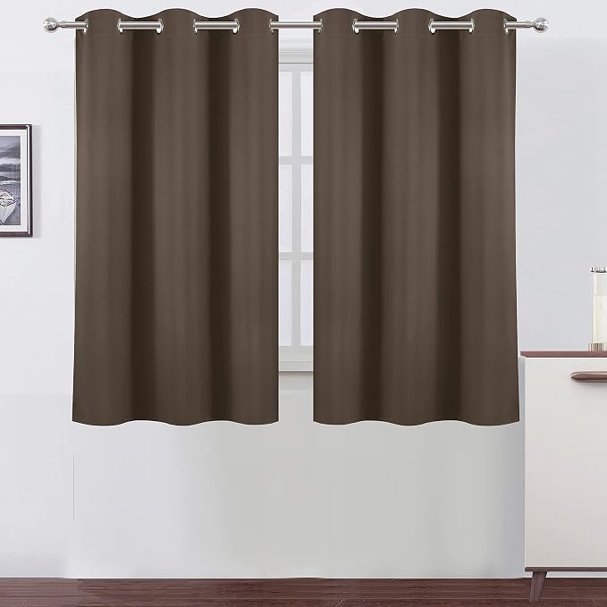 Chocolate Brown Blackout Curtains 38 x 54 Inch Length/Set of 2 Curtain by Lemomo