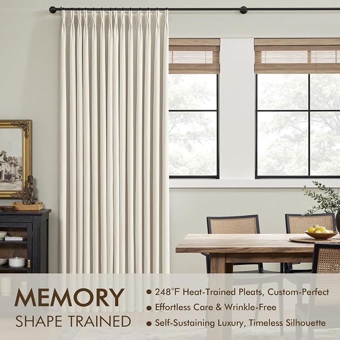 MIULEE Linen Pinch Pleated 100% Blackout Linen Curtains 40x90 Inches | Room - Image 3