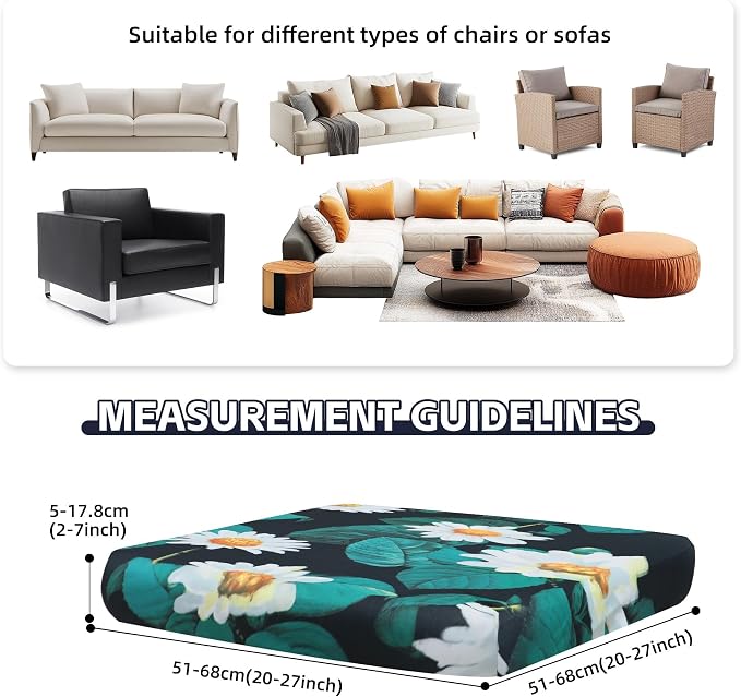 8Pcs Patio Cushion Covers, Outdoor Stretch Cushion Covers, Washable | Stretch - Image 2
