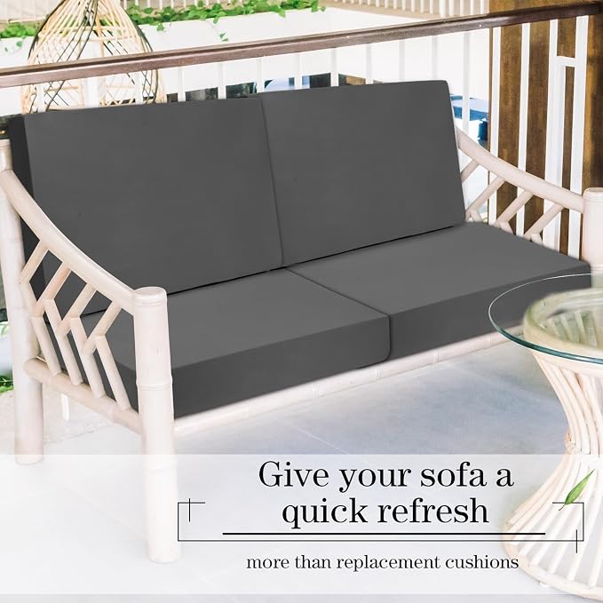 Newwiee 8 Pcs Stretch Patio Outdoor Cushion Covers Replacement, Dark Gray | 4 - Image 5