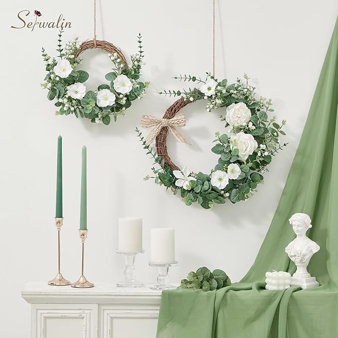 Serwalin 50 Pcs Mixed Artificial Eucalyptus Stems,Babys Breath Artificial Flowers Bulk with Faux Eucalyptus Leaves Greenery Stems for Wedding DIY Bouquets Floral Arrangement Home Decor