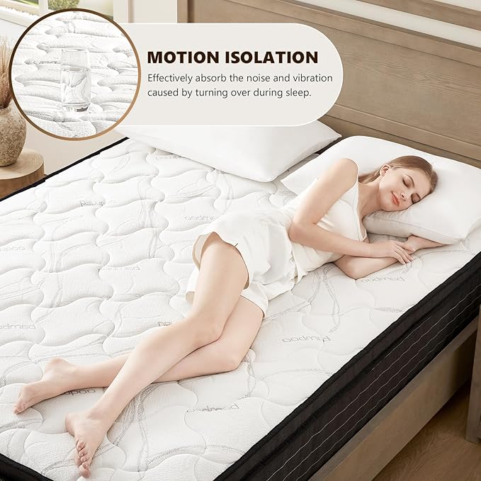 Mattress King Size 14 Inch - Memory Foam Hybrid Mattresses for Pressure Relief & Motion Isolation - Medium Firm King Mattress with Pocketed Coils Breathable Bamboo Cover Certipur-Us Certified