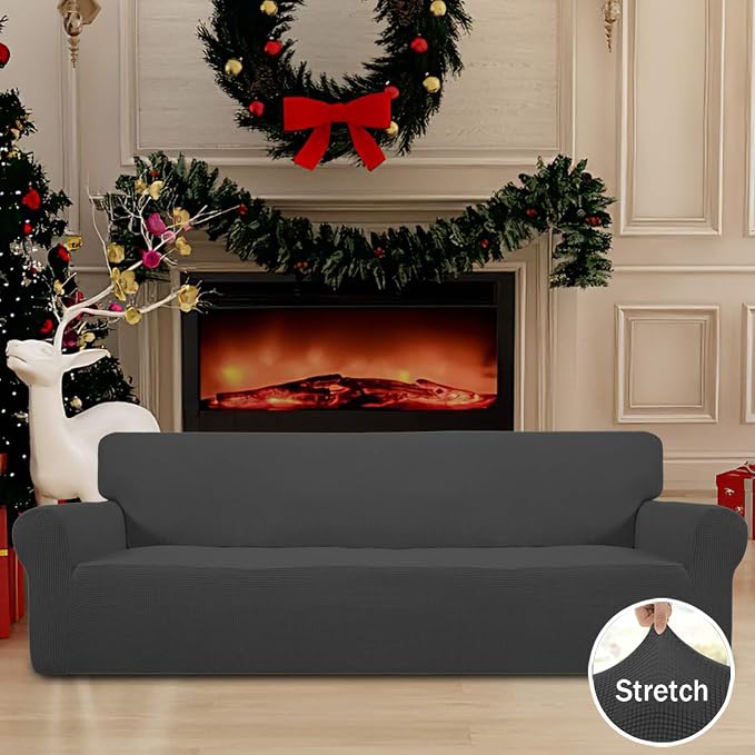 Easy-Going Stretch 4 Seater Oversized Sofa Couch Cover Dark Gray | 1-Piece - Image 2