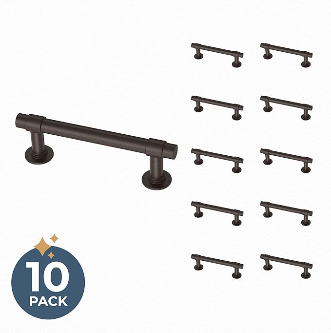 Franklin Brass - Francisco Deep Bronze Cabinet Handles 3 Inch (3") Hole Center Pulls | Easy Install, Durable Hardware for Kitchen Cabinet Door, Drawers, Dresser Pull, Furniture (10 Pack)