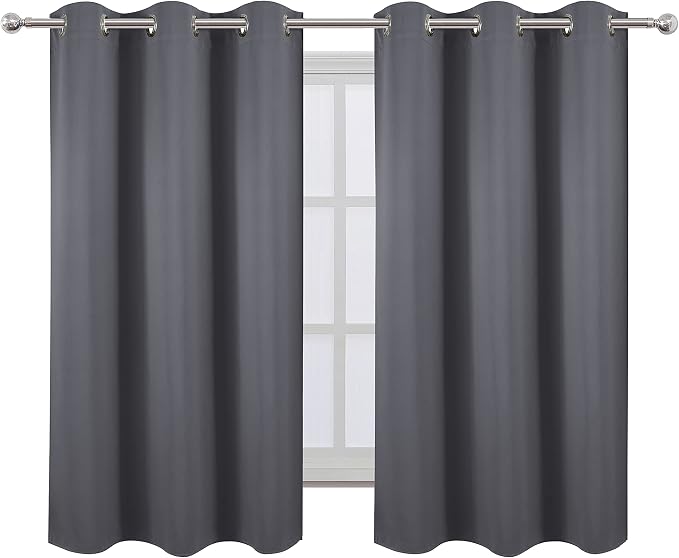 Grey Blackout Curtains for Bedroom Room Darkening Curtains/38 x 54 Inch Long - Image 2