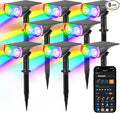 Linkind Smart Solar Spot Lights Outdoor SL5C, Solar Lights Outdoor Spotlight Color Changing APP/Voice Control Landscape Lighting, IP67 Christmas Halloween Decorations for Yard, Garden, Pathway(8 Pack)