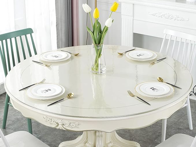 Deep Dream 1.5mm Thick 44 Inches Clear Round Table Protector, Round Table Cover, Tablecloth Protector, Table Protector for Dining Room Table & Office
