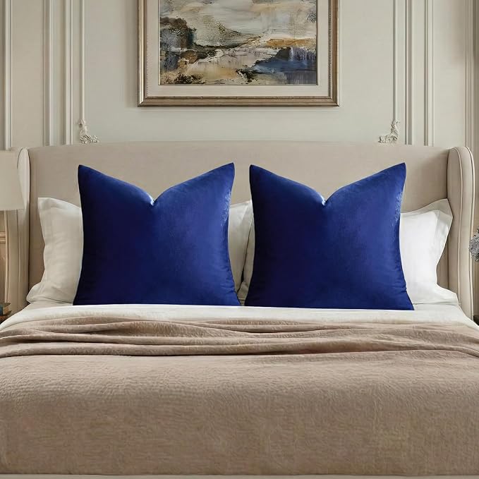 GIGIZAZA Royal Blue Velvet Throw Pillow Covers Big 26x26 Pack of 2 | Decorative by GIGIZAZAFocusingonhomedecoration