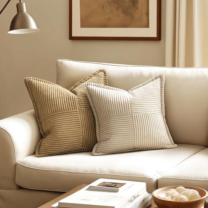 MIULEE Decorative Lumbar Throw Pillow Covers 14x22 Inch Beige 2 Pack | Boho - Image 2