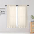 Sheer Curtains, Cream Sheer Curtains 50 Inch Length 2 Panels Set, Rod Pocket by OWENIE