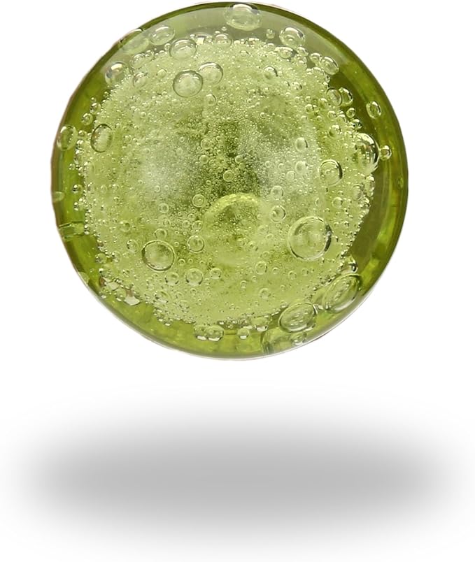 Perilla Home Set of 6 Crystal Bubble Knobs for Cabinet & Drawers Decorative Glass Knobs for Home Kitchen Cabinet Hardware Cupboard Glass Door Dresser Wardrobe and Drawer Pulls (Olive Green)