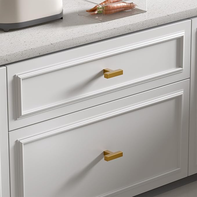 goldenwarm 10 Pack Cabinet Handles Champagne Bronze Cabinet Knobs Champagne Drawer Knobs Bronze Drawer Pulls Kitchen Dresser Hardware T Bar Square Hardware for Bedroom Kitchen Dresser