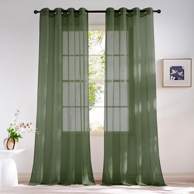 NICETOWN Voile Sheer Forest Green Curtains by NICETOWN