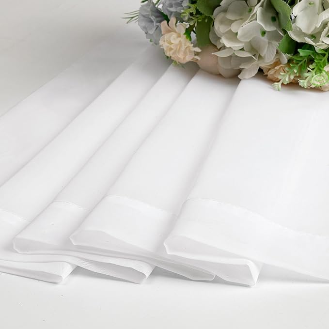 Chyhomenyc White Sheer Curtains 30 inch Length 2 Panels | Light Filtering - Image 5