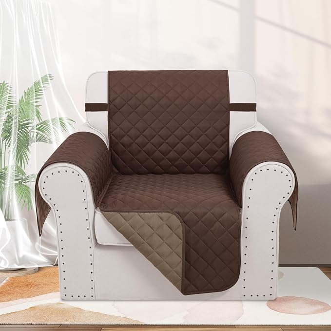 Reversible Recliner Chair Covers, Chocolate/Taupe | Chair Covers - Image 2