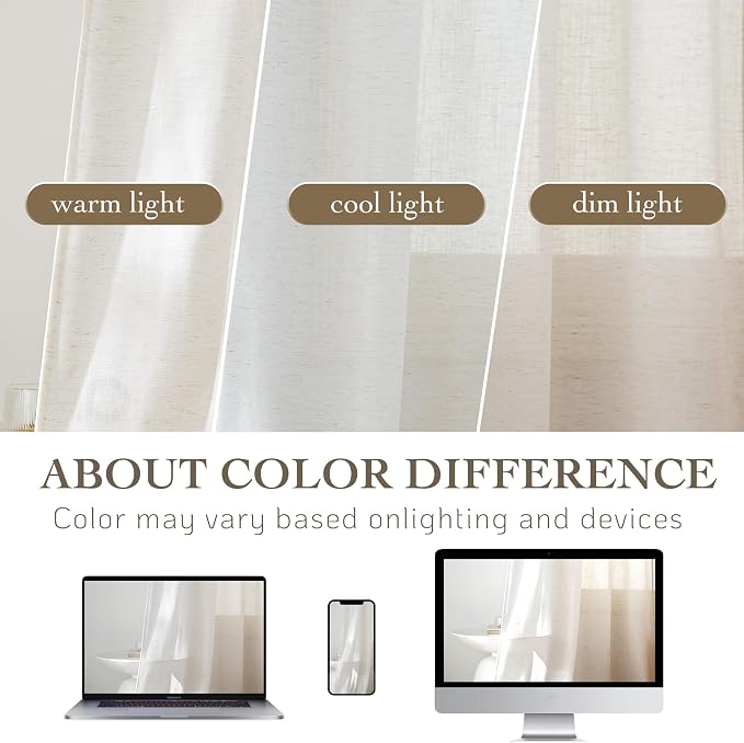 RYB HOME Extra Long Linen Curtains - Image 8