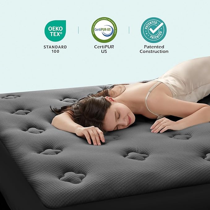Hansleep King Mattress Topper Viscose Derived from Bamboo, Memory Foam Pillow Top Mattress Topper King with Deep Pocket, Breathable Mattress Pad for Back Pain Relief, 78" x 80", Charcoal Grey