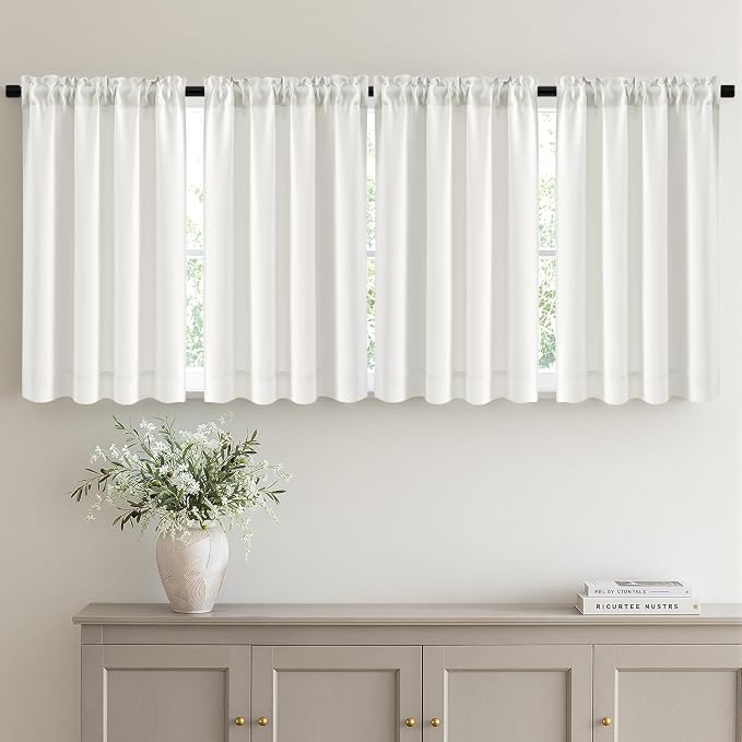 MIULEE 4-Panel 36 Inch Blackout Kitchen Tier Curtains Over Sink Natural | by MIULEE