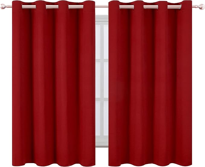 Red Thermal Blackout Curtains/52 x 54 Inch/Set of 2 Panels Room Darkening - Image 2