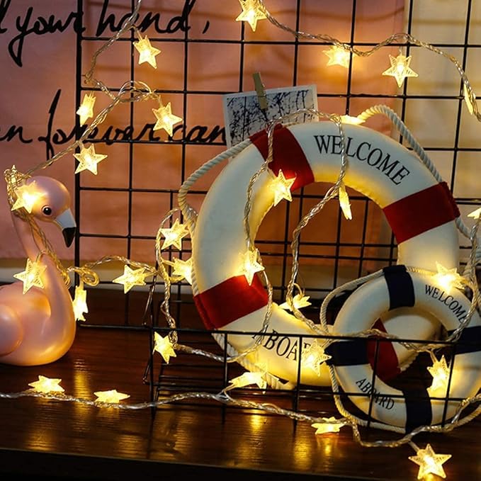 ANJAYLIA Star Lights 10 FT 20 LED Battery Operated String Lights for Bedroom Indoor & Outdoor, Party, Wedding and Ramadan Christmas Decorations 2 Pack Warm White