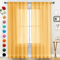 SpaceDresser Basic Rod Pocket Sheer Voile Window Curtain Panels Sand 1 Pair 2 by SpaceDresser