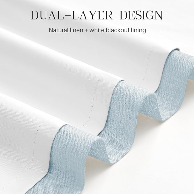 Pinch Pleated Linen Curtains 100% Blackout 84 Inches Long - Image 5