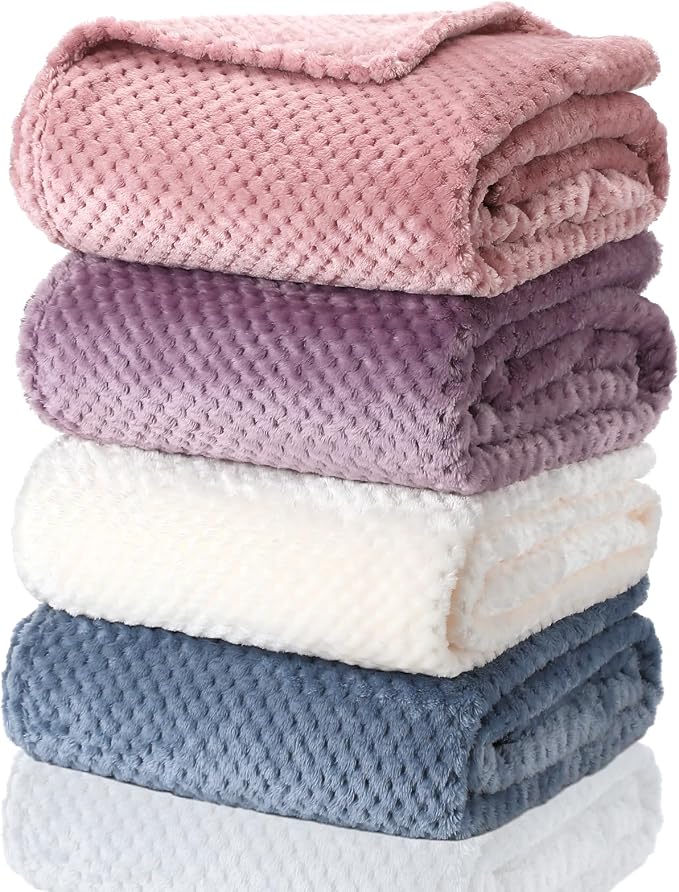 Newwiee 4 Pcs Flanne Fleece Throw Blanket by Newwiee