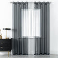 DUALIFE Charcoal Grey Sheer Curtains Grommet,Look Semi Sheer Windows Panels,Elegant Solid Color Touch Soft Drapes, 52X96 Inch for Living Room Bedroom,Set of 2 Panels