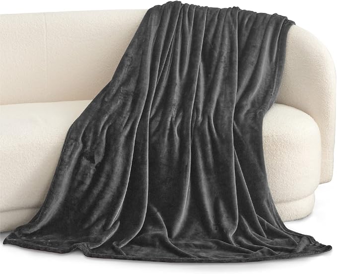 Bedsure GentleSoft Fleece Blankets Queen Size Dark Grey - Image 2