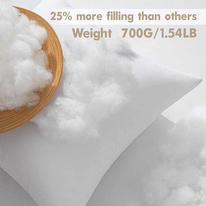 MIULEE 22x22 Pillow Inserts 4 Pack, 100% Virgin Fiber Filling Throw Pillows | - Image 3