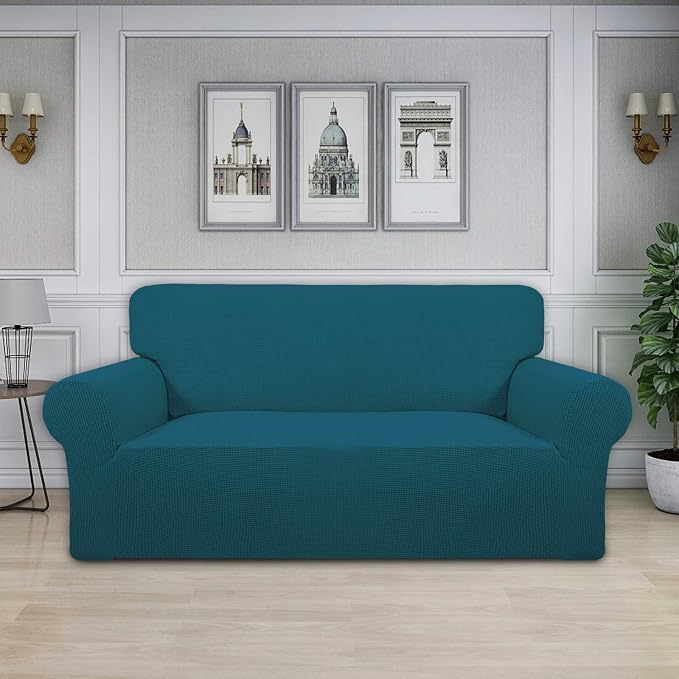 Easy-Going Stretch Oversized Loveseat Couch Covers Washable Peacock Blue | - Image 2